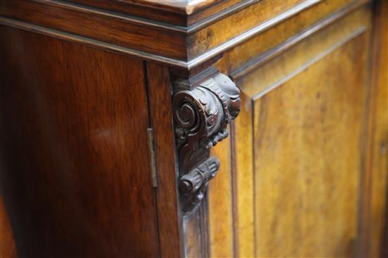 A good Victorian pollard oak breakfront library bookcase, W.8ft D.1ft 10in. H. including detached pediment scrolls 9ft 2in.